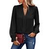 Theenkoln Camicetta da donna elegante con scollo a V, stile casual