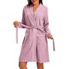 Lovasy Accappatoio Donna Cotone Nido d'Ape Vestaglie in Maglia Waffle Accappatoio Kimono con Maniche Lunghe Lunghezza al Ginocchio con scollo a V e Cintura