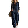 uxxnjfg Salopette Donna Completo Scollo a V Jumpsuit Elegante Tute Completi Casual | Con Tasca, Lunga, Tuta Intera Donna Estiva, Tempo Libero, Scollo a V, Vita Alta, Maniche Lunghe, Autunno