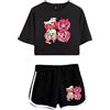 LKY STAR Hazbin Hotel T-Shirt e Corti Sets Anime Angel Dust/Charlie/Lucifer Cosplay Tops e Pantalone 2pcs per Donna Ragazze