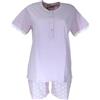 Infiore Pigiama Donna Estivo in Cotone Jersey, Mezza Manica con Pizzo, Pantalone Corto, Colore Cipria, Taglie 44-50