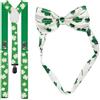 MEISH Set di accessori per il giorno di San Patrizio, 2 pezzi, bretelle a forma di trifoglio, papillon a forma di Y, bretelle regolabili, quadrifoglio, foglia, papillon per feste, Verde, Taglia unica