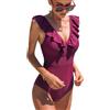 heekpek Costume da Bagno Donna Intero Vita Alta Bikini Costumi Interi Sexy Piscina Spiaggia Elegante Un Pezzo Push Up Floreale Bikini Mare, Vino Rosso, XXL