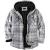 JACKETOWN Giacca Uomo in Pile Con Cappuccio Camicia in Flanella a Quadri Giacca Intermedia Calda E Imbottita Giacca Casual Con Tasche Ideale per Autunno E Inverno