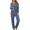 Lovasy Pigiama Invernale Donna Maniche Lunghe Set Pigiama Leggero | con Scollo a V Pigiami in Pile Caldo