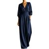 uxxnjfg Salopette Donna Lino Eleganti Jumpsuit Elegante Tailleur Completi Casual | Vita Alta, Con Tasca, Tuta Intera Donna Estiva, Tempo Libero, Scollo a V, Lunga, Maniche Lunghe, Autunno