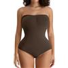 FXTYK Body modellante da donna, modellante, senza spalline, con spalline regolabili e rimovibili, biancheria intima da donna