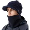 Comhats Set invernale con berretto e sciarpa in pile, 80% lana merino | PolarWool™, 80% lana merino, fodera in morbido pile, sciarpa tubolare termica, visiera protegge gli occhiali, escursionismo
