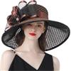 BIKETAFUWY Cappello da matrimonio da donna, cerimonia anti raggi UV, in organza, cappello da donna, sole estivo, chic ed elegante, con bordo largo, capeline da cerimonia, cocktail, feste, berretti, berretti e