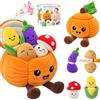 Goody King Giochi Montessori 6-12 Mesi, Pupazzo Zucca Musicale | Giochi Bambini 1 Anno con Verdure in Peluche, Giocattolo Educativo con Sonaglio e Carta Frusciante, Regalo Bimbo Bimba 1 Anno