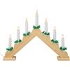 Idena 8582088 - Candeliere dell'Avvento a LED in legno naturale colorato con 7 luci di candela a LED bianco caldo, con lampadina di ricambio, cavo di collegamento con interruttore, decorazione per Natale