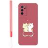 KARTXITAI Cover Compatibile con OPPO A16/A54S/A16S, Gatto, abbraccio, amore motivo Custodia con morbida in Silicone TPU con Assorbimento degli Urti e Anti-Graffio-Rosso