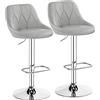 Yaheetech Set 2 Sgabelli da Bar Cucina Moderni Regolabile Grigio Chiaro | Finta Pelle, Poggiapiedi Metallo, Schienale, Girevole a 360°, Altezza Regolabile, Design Moderni, per Cucina Ristorante