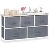 Relaxdays 10023328_493 Mobiletto con 5 Cassetti, Mobile Cassettiera, HLP 54,5x100x30 cm, Tessuto, Metallo, Legno, Grigio