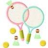 WanderGo Set di racchette da tennis per bambini, 4 racchette da tennis in plastica e 3 volani e 3 palline da tennis, set da tennis per bambini per giochi sportivi al chiuso e all'aperto, buon compagno per