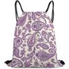 Morbuy Sacca Sportiva Zaino a Sacco (Viola) | Stampa Paisley Zaino Traspirante con Coulisse Sportivo Leggero Traspirante per Palestra, Scuola, Viaggi, Uomo Donna Unisex