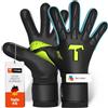 T1TAN Guanti da Portiere Bambino Calcio BEAST Junior, Taglia 4-6, 5-10 Anni | Schiuma Dura Grip 3mm, per Bambini, Superficie Presa Extra Large, Fascia Stabile, Facile da Indossare, Traspirante
