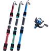 Kivivaka Kit canna da pesca telescopica e mulinello da 1,8 m in fibra di carbonio con design mimetico, set portatile per pesca alla carpa, colore rosso
