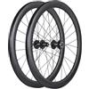 KUNYOS Set di Ruote da Strada in Fibra di Carbonio 700C, 50 Mm, Perno Passante, Freni A Disco, 100/142 Mm, 24 Raggi, Compatibile con Cassette HG A 7-12 velocità, 1398 G