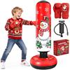 Qoosea Sacco da Boxe per Bambini Natale, 160CM Stabile Pungiball Gonfiabile