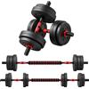 HOMCOM Set Manubri 2 in 1 da 15kg Totali con 8 Dischi Pesi e Connettore | Set Manubri Regolabili, Utilizzabile come 2 Manubri, Bilanciere, Palestra in Casa, Nero