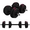 SPORTNOW Set Bilanciere Palestra 2 in 1 Regolabili da 15 kg Nero e Rosso | Set Manubri Regolabili, con Impugnatura Antiscivolo, per Allenamento Fitness Palestra Casa
