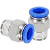 QUARKZMAN 2 Pezzi Raccordi Ad Aria A Innesto Rapido NPT Maschio Dritto Blu | 12mm Diametro Esterno Tubo x Filettatura NPT 3/8, Adattatore Di Accoppiamento Collegamento Rapido, Per E Tubi Gas