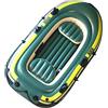 Zisemeil Barca da pesca gonfiabile verde in PVC per tre persone, vogatore ad aria durevole, facile da riporre