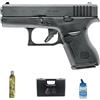 ECOMMUR Pistola Airsoft G42 blowback Gas (calibro 6 mm) | Pistola a sfere in PVC + bombola di Green Gas + valigetta + biberon (potenza: 1 joule)
