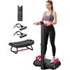 SPORTNOW Pedana Vibrante con Seduta, 99 Livelli di Velocità | 3 programmi, pedana vibrante silenziosa, bande resistenza, braccioli regol./remov., maniglie push-up, display LED, uso casa
