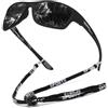 Lcarege Occhiali da sole da ciclismo polarizzati in policarbonato nero con cinturino per occhiali e lenti TAC antiscivolo, leggeri, resistenti agli urti, accessori sportivi