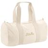Amikado Borsone Personalizzato Ricamato 100% in Cotone Bio, 20 L, Borsa per Sport, Viaggi e Weekend, Tela Spessa 350 g/m², Personalizzazione con Testo - Crema