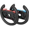 XHSESA Set di 2 maniglie per volante per controller Switch2, manopole da corsa con cuscinetti antiscivolo (nero, rosso, nero blu)