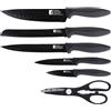 BERGNER Osaka - Set 5PC coltelli+Forbici in Acciaio Inox Nero - Rivestimento Antiaderente - Manici ergonomici - Facile da Pulire