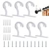 Tbintul 6 Pezzi Staffa da Soffitto Bastone per Tende,Metallo Supporto per Tende a soffitto con Vite,bastoni per tende a soffitto per Aste di 25-28 mm(Bianco)