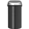 Brabantia Touch Bin Pattumiera in Acciaio, Coperchio Inox Satinato Anti-Impronte, 60 L, Nero Opaco