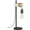 Eglo lampada da tavolo Townshend, lampada da tavolo in design industriale | vintage, lampada retrò, lampada da notte in acciaio, nero, marrone, E27, incl interruttore, certificazione FSC