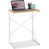Relaxdays Mini Scrivania Salvaspazio, Piccola Postazione Computer 75x60x40 cm, Tavolino Porta Laptop, Bianco Marrone