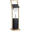 Relaxdays Piantana Portarotolo e Scopino, Colonnina Autoportante WC, Portascopino Bagno, HLP: 74x20x20 cm, Marrone Nero