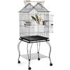 Yaheetech Gabbia Uccelli Metallo Tetto Apribile 59 × 59 × 145 cm Nero | Gabbia Robusta per Interno‑Esterno con Piedistallo Stabile e Tetto Sollevabile, Adatta per Pappagalli e Calopsite