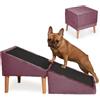 Velora Home&Living VELORA H&L Rampa per Cani Viola - 2 in 1 Pouf e Rampa, Scaletta Pieghevole per Divano, Struttura in Legno Robusta, Rivestimento in Velluto, Superficie Antiscivolo per Cani e Gatti