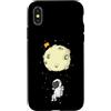 Universe star planets solar Sun ufo moon Custodia per iPhone X/XS Astronauta con luna paracadute