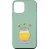 Bee Sweet Nature & Honey Funny Illustrat Custodia per iPhone 12 mini Illustrazione di api con vetro di miele disegnata a mano