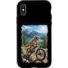 Tyrannosaurus Rex Rides Bicycle Woods Te Custodia per iPhone X/XS Dinosauro Mountain Bike Attraverso Forest Trail