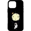 Universe star planets solar Sun ufo moon Custodia per iPhone 16 Pro Max Astronauta con luna paracadute