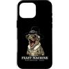Thanksgiving Feast Funny Steampunk Pilgr Custodia per iPhone 16 Pro Max T-Rex Dinosauro Vintage Retro Turchia Cena Giorno Vendemmia Autunno