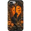 Spooky Halloween Designs For Wizards And Custodia per iPhone 7 Plus/8 Plus Gatto scuro arancione luna gotica Halloween strega gattino nero