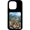 Tyrannosaurus Rex Rides Bicycle Woods Te Custodia per iPhone 15 Pro Dinosauro Mountain Bike Attraverso Forest Trail