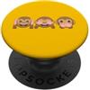 Monkey Cartoon Tees Tre scimmie sagge non vedono il male non sentono il male non parlano il male PopSockets PopGrip Adesivo