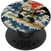 Panda Surfing Wave Ocean Japanese Art Ap Panda Surf Onda giapponese Ukiyo-e Ocean Art PopSockets PopGrip Adesivo